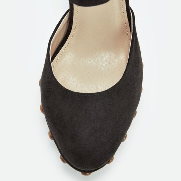 JUSTFAB Grasie Black High Heels Sz 9 platform Bloc - Picture 4 of 5